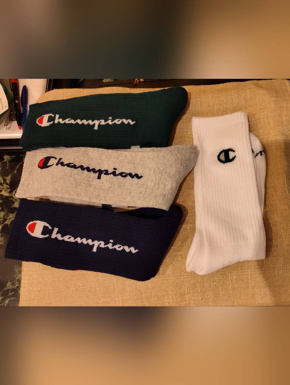 Champion Men's Crew Socks - Green, Gray, Navy, White